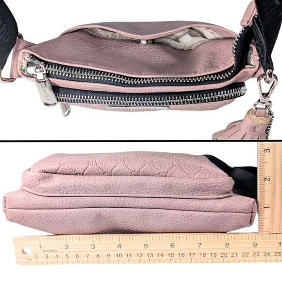 SOLD Steve Madden Glam Signature Mauve Pink Faux Leather Crossbody w/Bag Charm - Picture 6 of 10